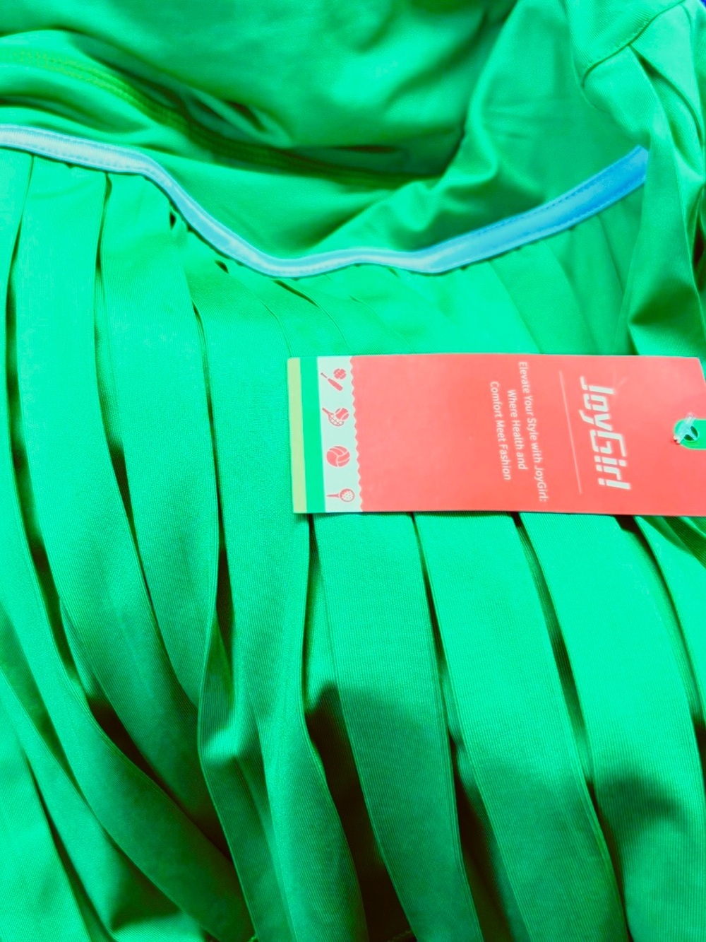 JOY GIRL Pleated Athletic Skirt with Built in Shorts Tennis/golf bright green - Picture 4 of 4